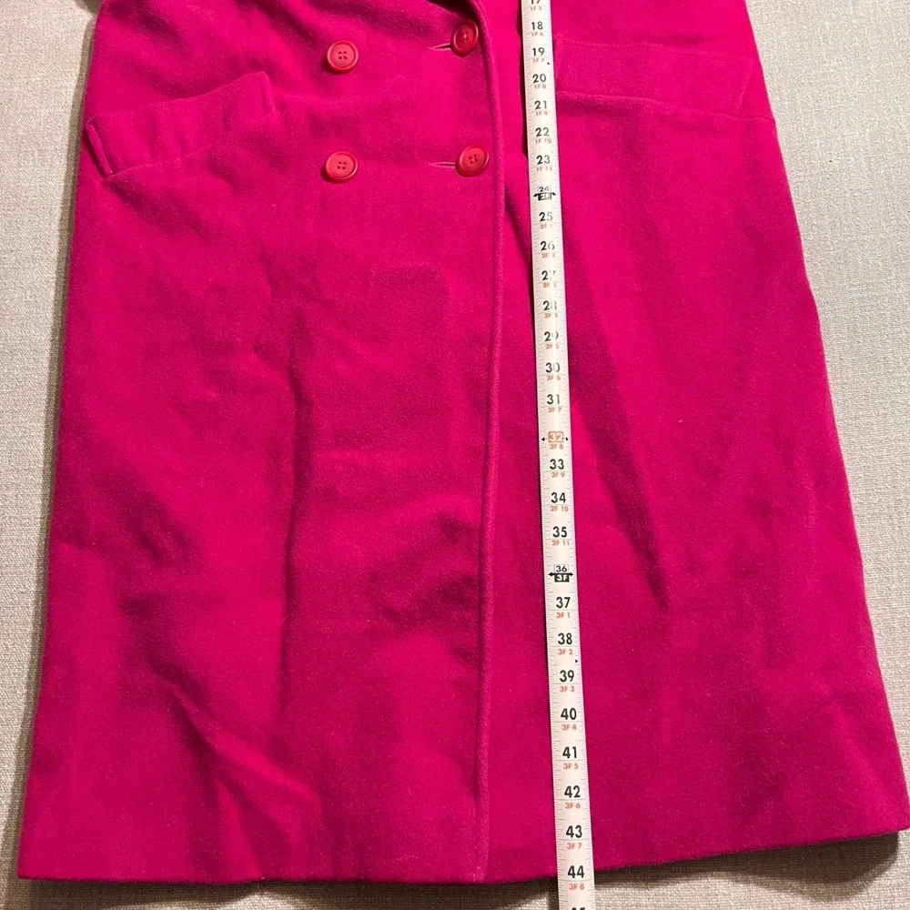 Vintage Wool Fuschia Double‎ Breasted Overcoat Made in USA Pink Heavy